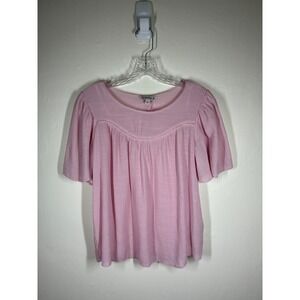 Nanette Lepore Pink Textured Flutter Sleeve Babydoll Top Women's Medium Coquette